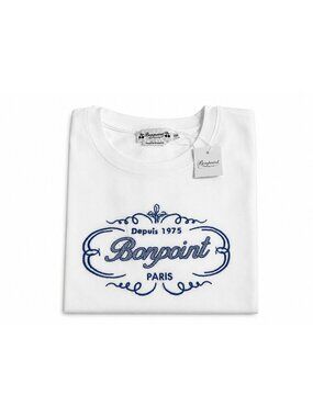 Bonpoint White T-Shirt Navy Bonpoint Paris Depuis 1975 Logo Print Size 4 Years